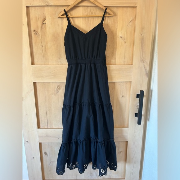 Splendid Dresses & Skirts - Splendid Black Maxi tiered wedding guest Spaghetti-Strap eyelet cotton Dress XS